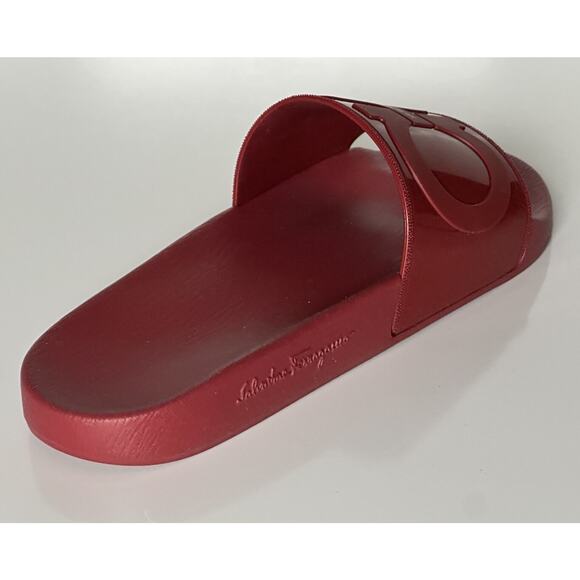 NIB Salvatore Ferragamo Groove Men\'s Rubber Slide Sandals Red 13 US 0751899 IT main image 4